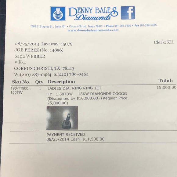 Tiffany’s 1.5 carat yellow diamond. Worth 25,000. - Picture 3 of 3